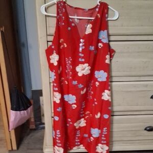 Elegant Red Floral Midi Dress